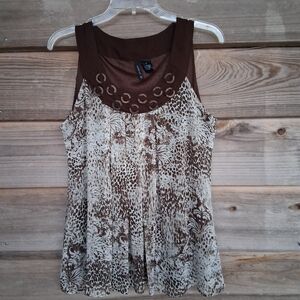 New Directions Sleeveless Animal Print Top